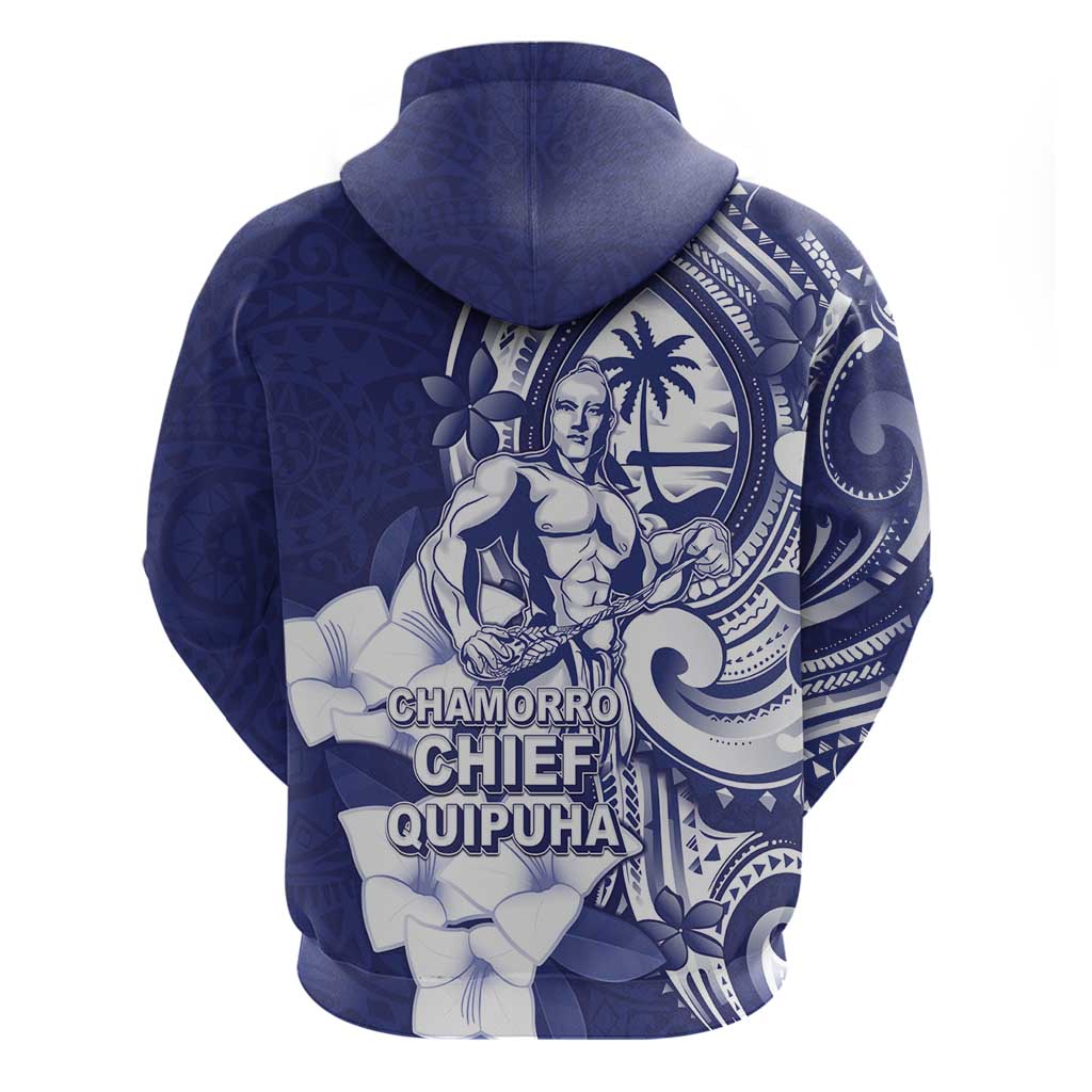 Guam Chief Quipuha Zip Hoodie Polynesian Pattern With Guasali Flowers