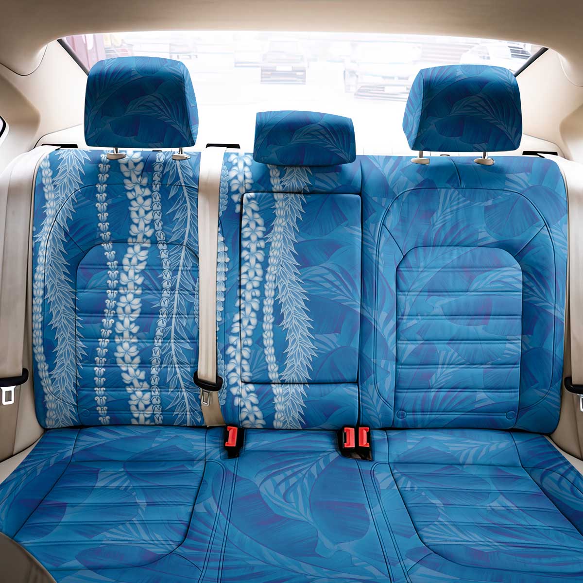 Hawaii Prince Kuhio Back Car Seat Cover Blue Hawaiian Lau Maia With Leis LT05 - Polynesian Pride