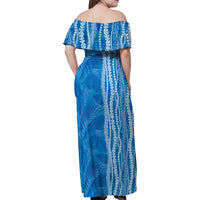 Hawaii Prince Kuhio Family Matching Off Shoulder Maxi Dress and Hawaiian Shirt Blue Hawaiian Lau Maia With Leis LT05 - Polynesian Pride