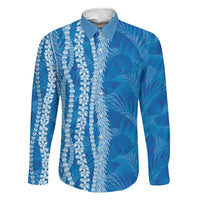 Hawaii Prince Kuhio Family Matching Puletasi and Hawaiian Shirt Blue Hawaiian Lau Maia With Leis LT05 Dad's Shirt - Long Sleeve Blue - Polynesian Pride