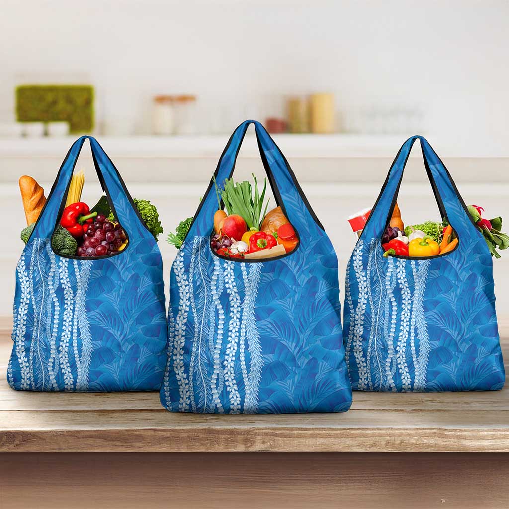 Hawaii Prince Kuhio Grocery Bag Blue Hawaiian Lau Maia With Leis