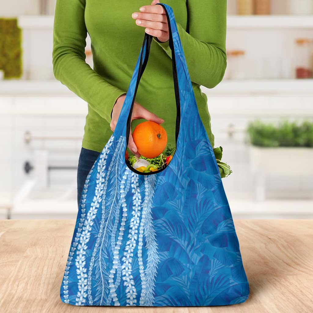 Hawaii Prince Kuhio Grocery Bag Blue Hawaiian Lau Maia With Leis