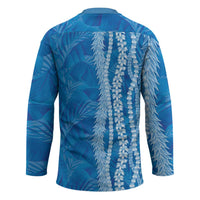 Hawaii Prince Kuhio Hockey Jersey Blue Hawaiian Lau Maia With Leis LT05 - Polynesian Pride