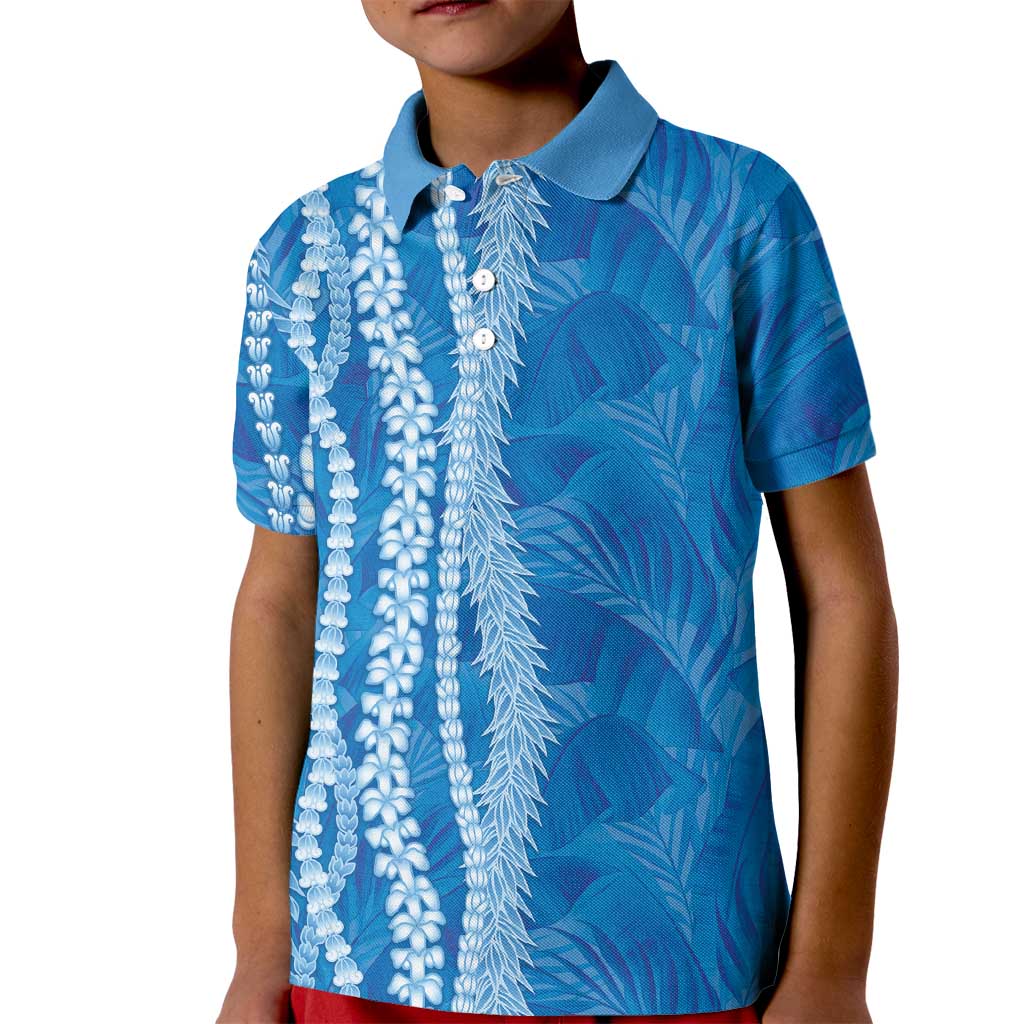 Hawaii Prince Kuhio Kid Polo Shirt Blue Hawaiian Lau Maia With Leis