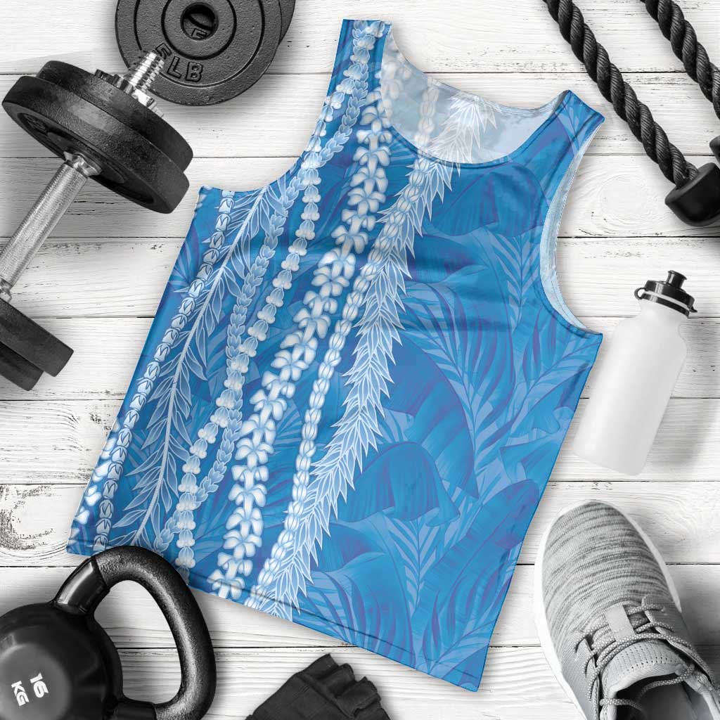 Hawaii Prince Kuhio Men Tank Top Blue Hawaiian Lau Maia With Leis