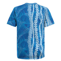 Hawaii Prince Kuhio Rugby Jersey Blue Hawaiian Lau Maia With Leis