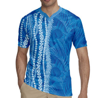 Hawaii Prince Kuhio Rugby Jersey Blue Hawaiian Lau Maia With Leis