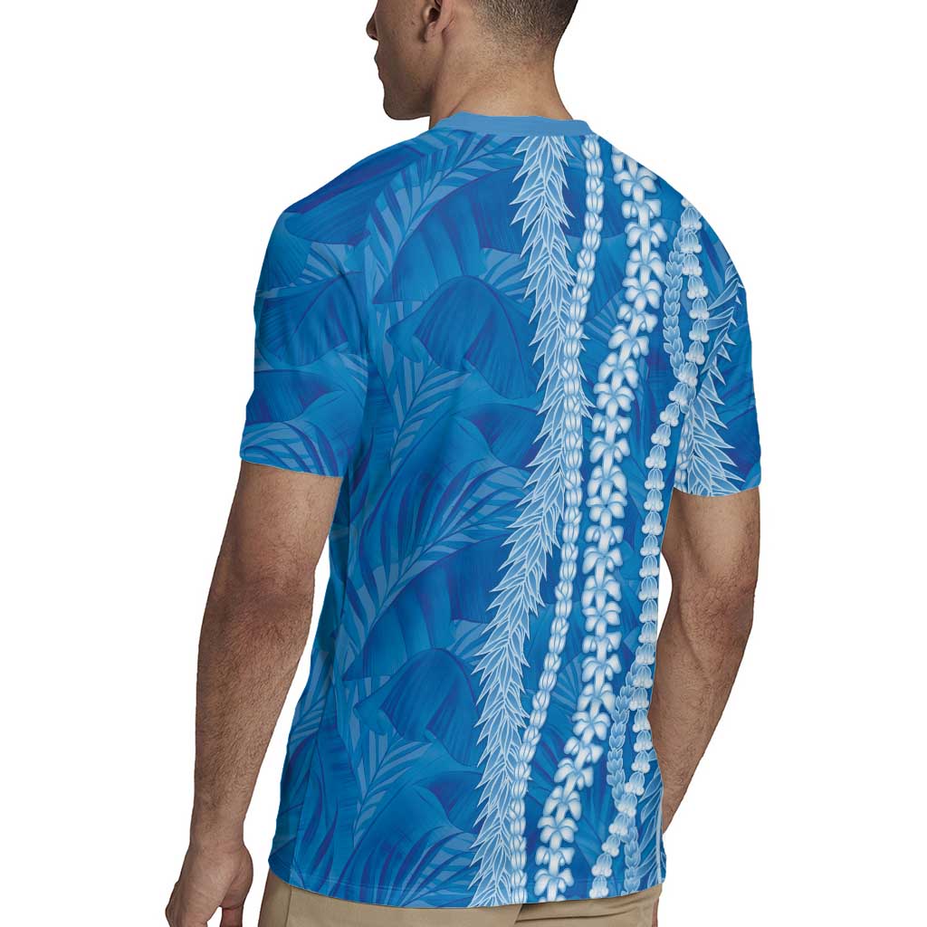 Hawaii Prince Kuhio Rugby Jersey Blue Hawaiian Lau Maia With Leis