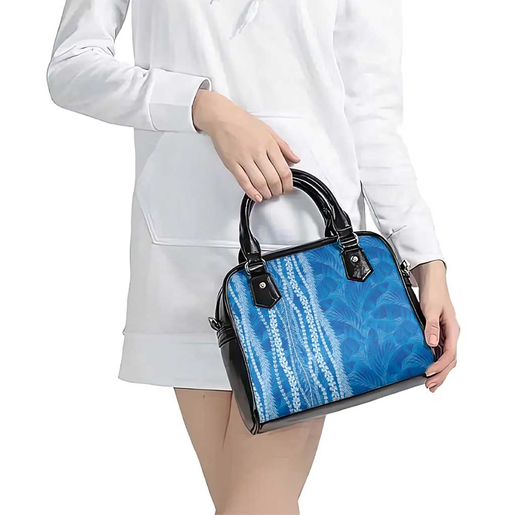 Hawaii Prince Kuhio Shoulder Handbag Blue Hawaiian Lau Maia With Leis