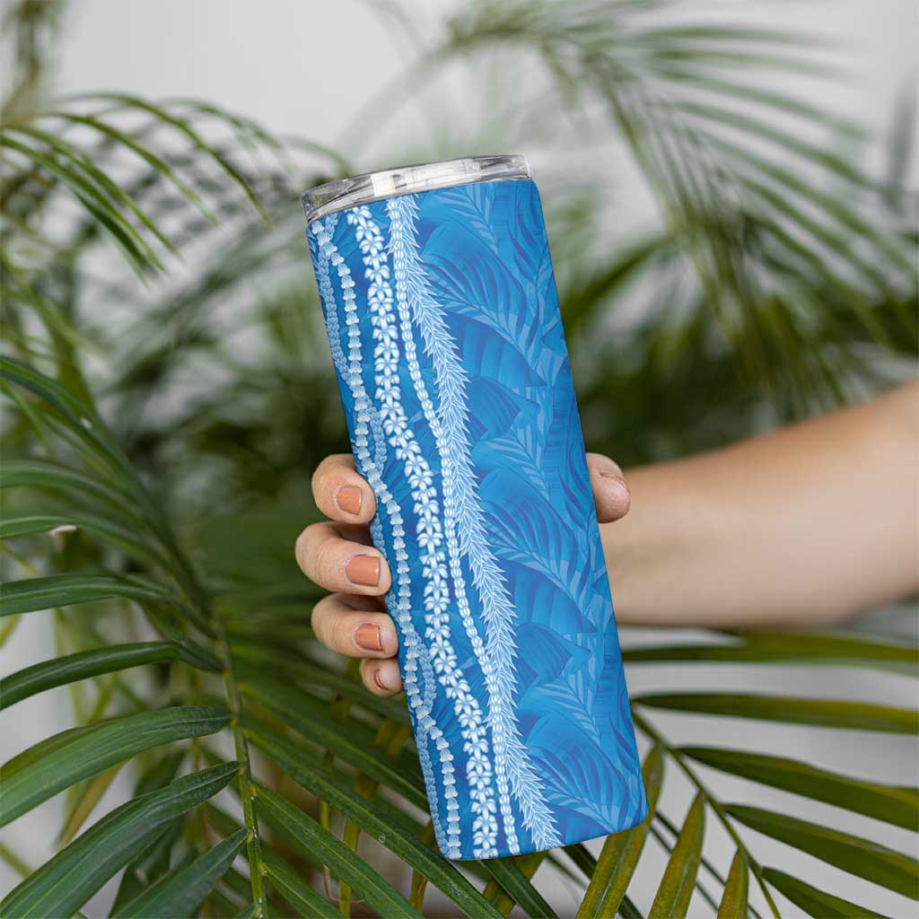 Hawaii Prince Kuhio Skinny Tumbler Blue Hawaiian Lau Maia With Leis LT05 - Polynesian Pride