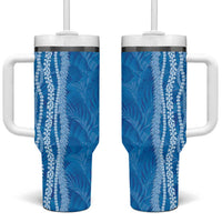 Hawaii Prince Kuhio Tumbler With Handle Blue Hawaiian Lau Maia With Leis LT05 One Size: 40 oz Blue - Polynesian Pride