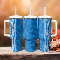 Hawaii Prince Kuhio Tumbler With Handle Blue Hawaiian Lau Maia With Leis LT05 - Polynesian Pride