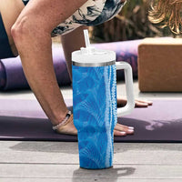 Hawaii Prince Kuhio Tumbler With Handle Blue Hawaiian Lau Maia With Leis LT05 - Polynesian Pride