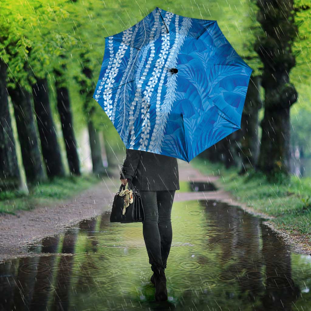 Hawaii Prince Kuhio Umbrella Blue Hawaiian Lau Maia With Leis