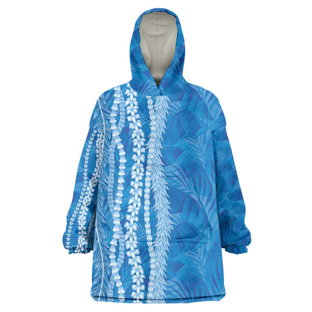 Hawaii Prince Kuhio Wearable Blanket Hoodie Blue Hawaiian Lau Maia With Leis
