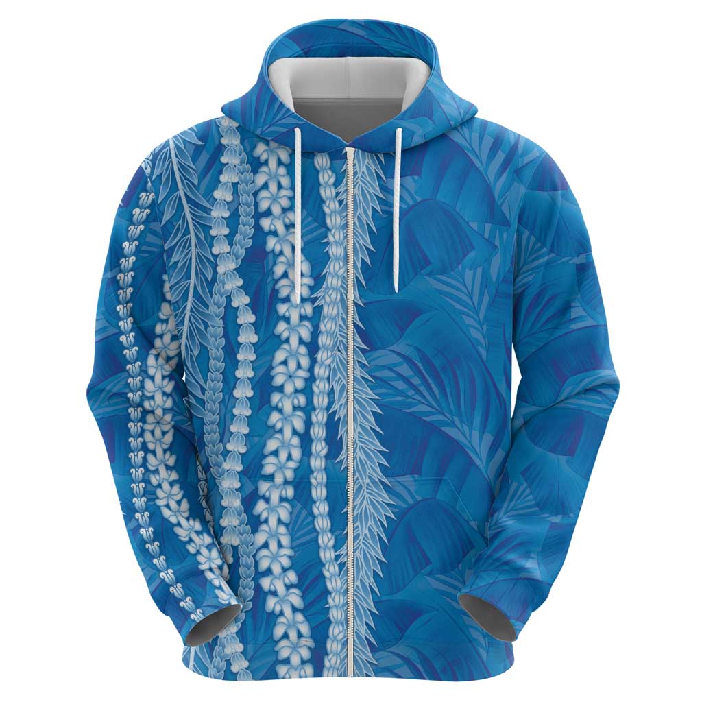 Hawaii Prince Kuhio Zip Hoodie Blue Hawaiian Lau Maia With Leis