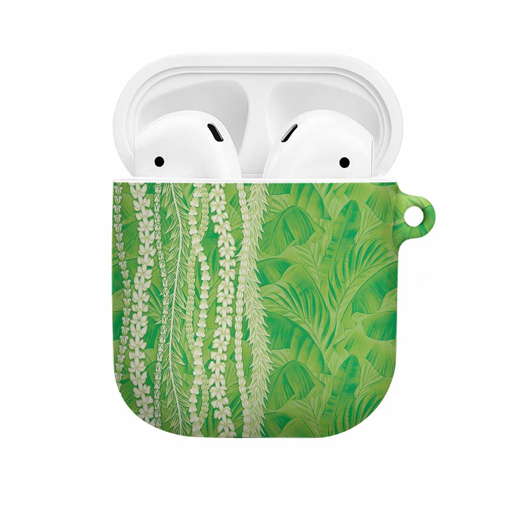 Hawaii Prince Kuhio AirPods Case Lime Green Hawaiian Lau Maia With Leis