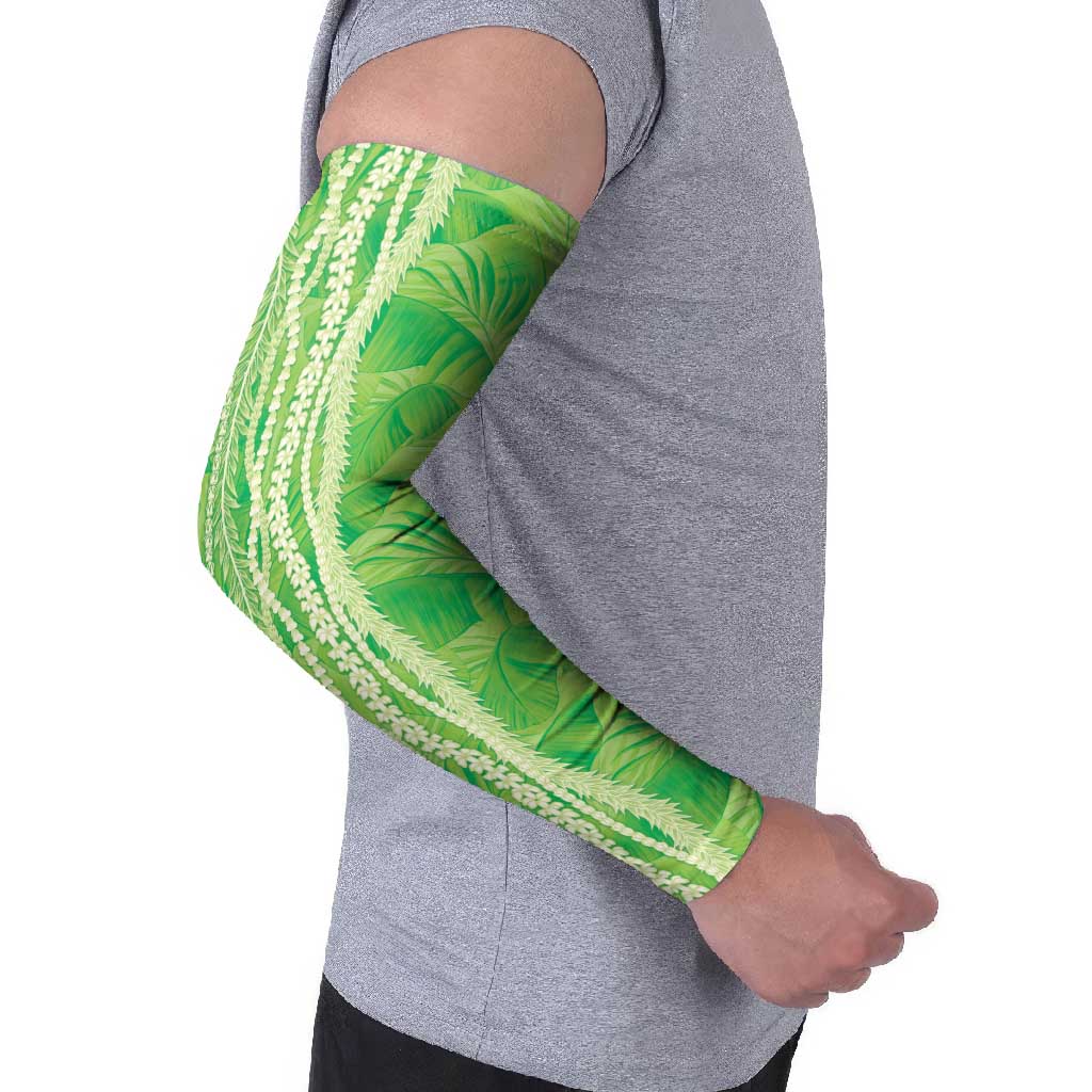 Hawaii Prince Kuhio Arm Sleeves Lime Green Hawaiian Lau Maia With Leis LT05 - Polynesian Pride