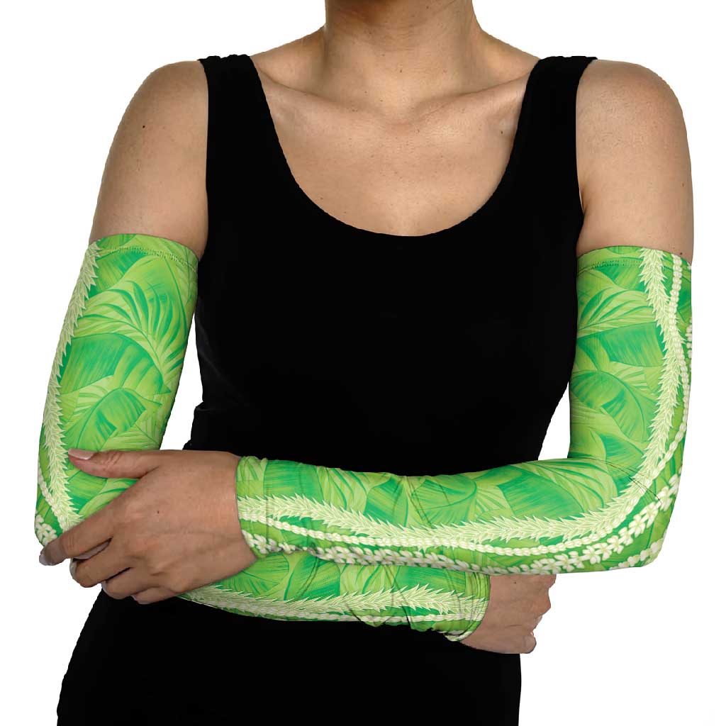 Hawaii Prince Kuhio Arm Sleeves Lime Green Hawaiian Lau Maia With Leis LT05 - Polynesian Pride