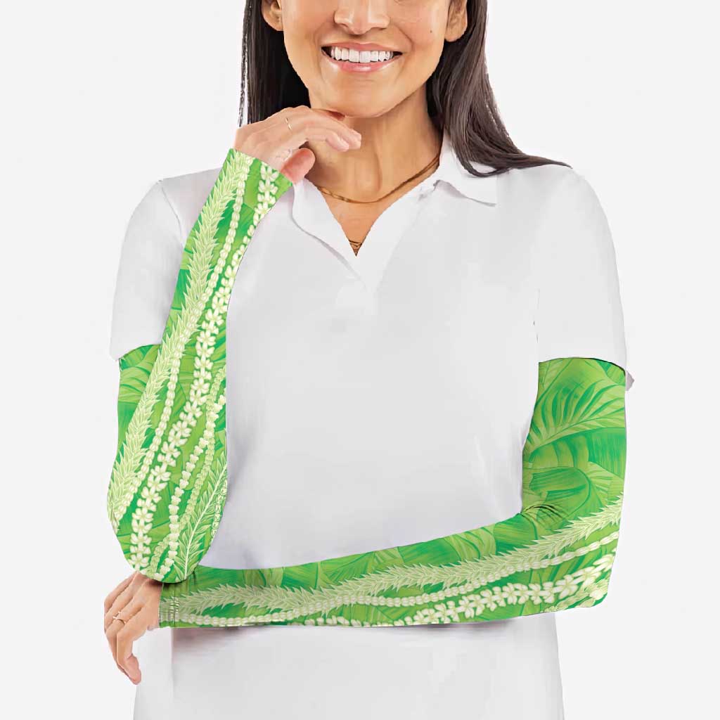 Hawaii Prince Kuhio Arm Sleeves Lime Green Hawaiian Lau Maia With Leis LT05 - Polynesian Pride