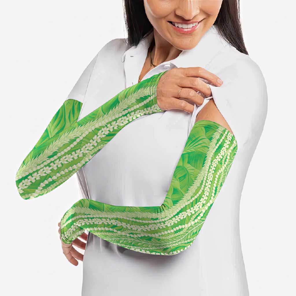 Hawaii Prince Kuhio Arm Sleeves Lime Green Hawaiian Lau Maia With Leis LT05 - Polynesian Pride