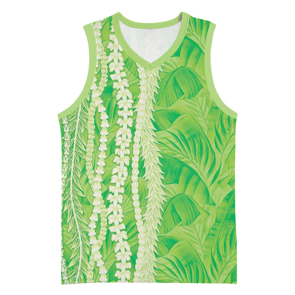 Hawaii Prince Kuhio Basketball Jersey Lime Green Hawaiian Lau Maia With Leis