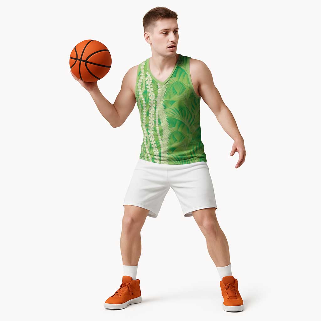 Hawaii Prince Kuhio Basketball Jersey Lime Green Hawaiian Lau Maia With Leis
