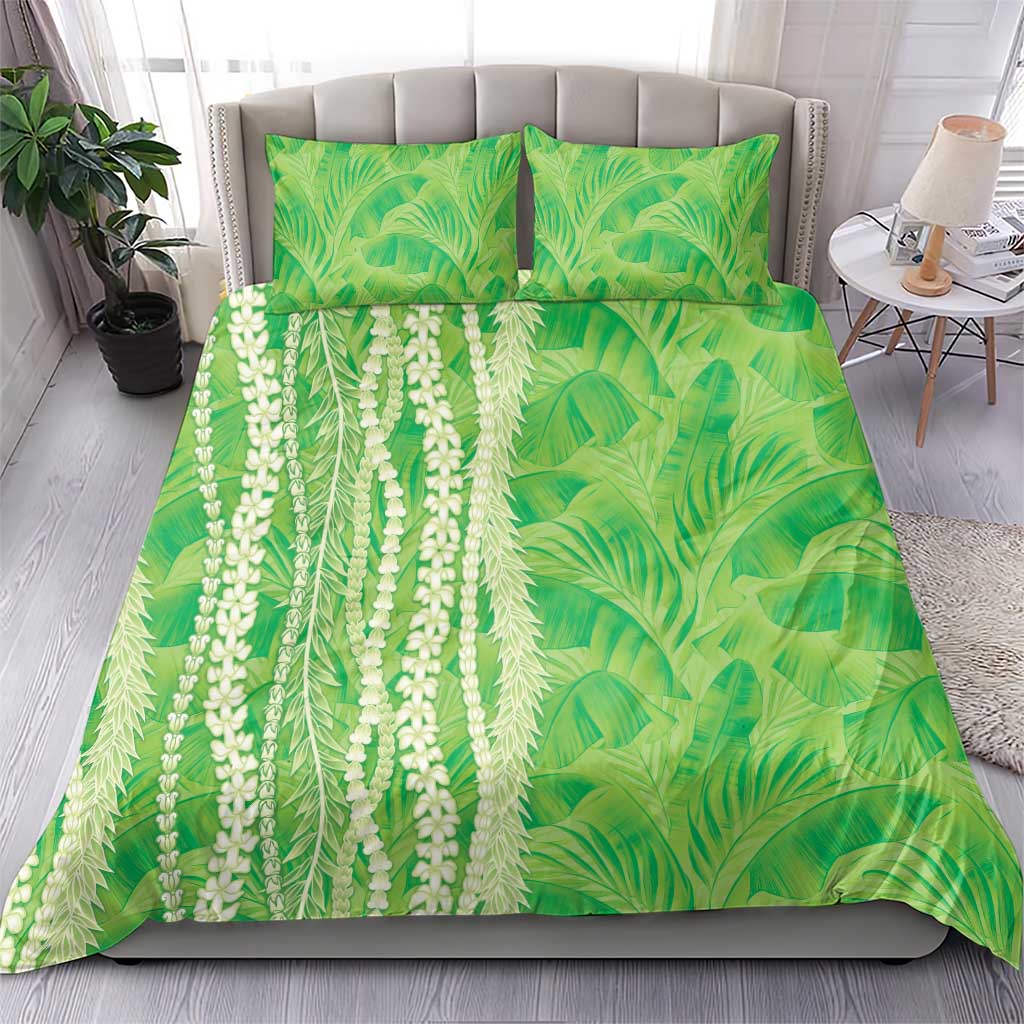 Hawaii Prince Kuhio Bedding Set Lime Green Hawaiian Lau Maia With Leis