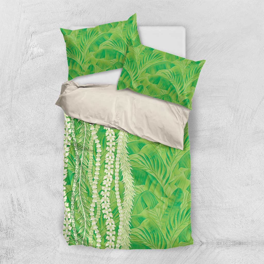 Hawaii Prince Kuhio Bedding Set Lime Green Hawaiian Lau Maia With Leis