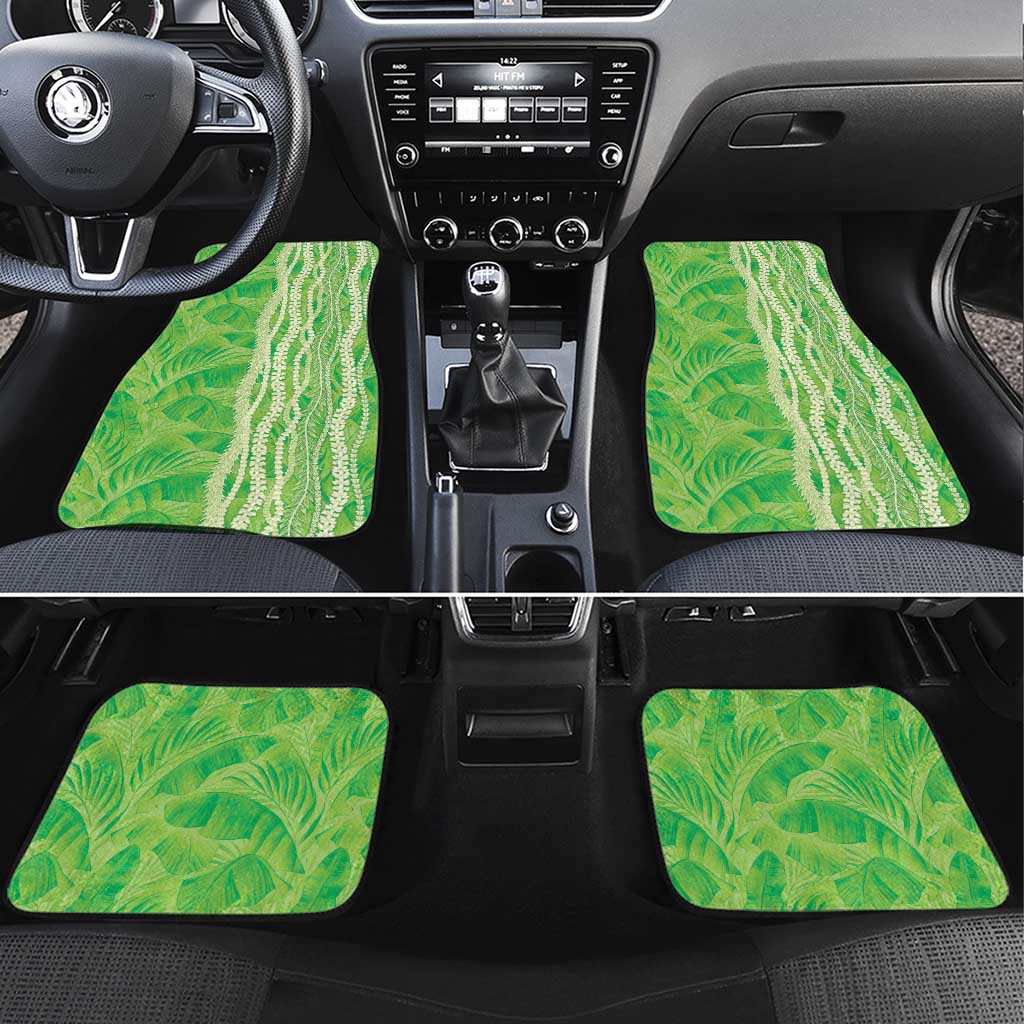 Hawaii Prince Kuhio Car Mats Lime Green Hawaiian Lau Maia With Leis
