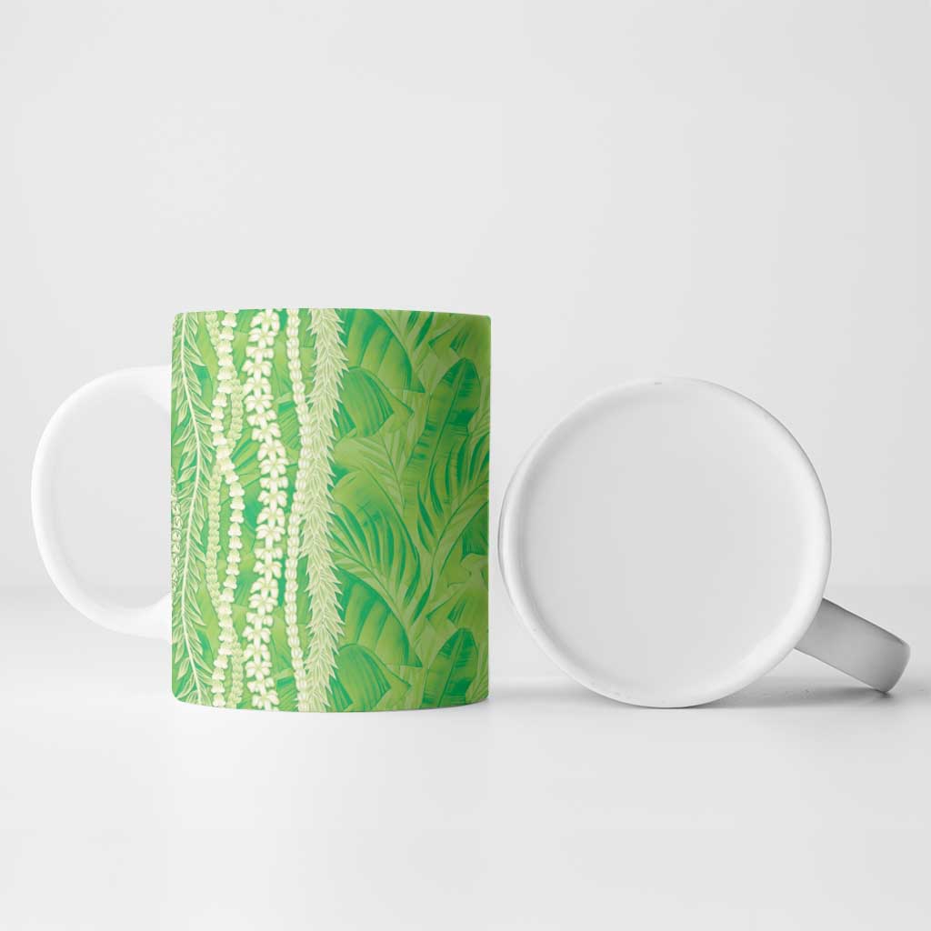 Hawaii Prince Kuhio Ceramic Mug Lime Green Hawaiian Lau Maia With Leis
