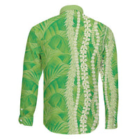 Hawaii Prince Kuhio Family Matching Off Shoulder Maxi Dress and Hawaiian Shirt Lime Green Hawaiian Lau Maia With Leis LT05 - Polynesian Pride