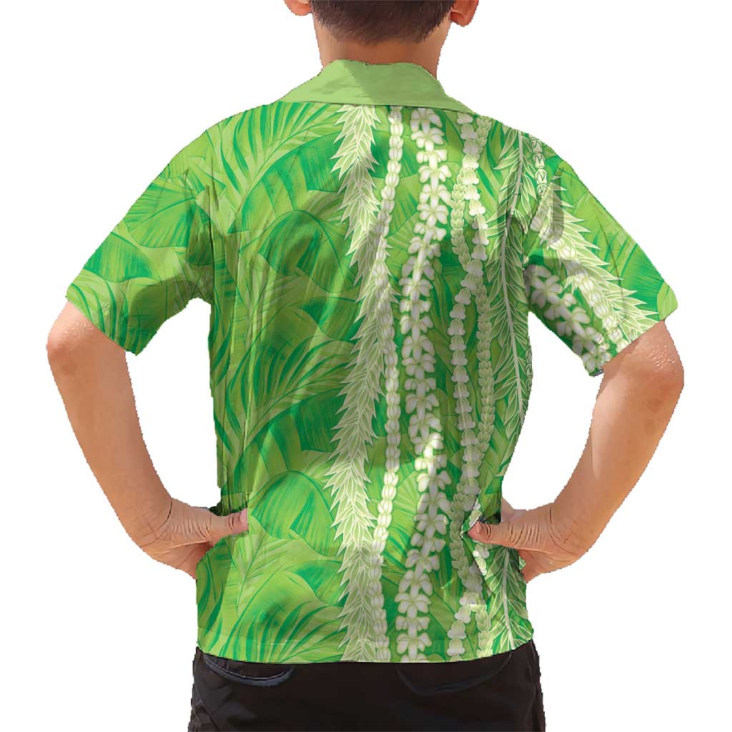 Hawaii Prince Kuhio Family Matching Summer Maxi Dress and Hawaiian Shirt Lime Green Hawaiian Lau Maia With Leis LT05 - Polynesian Pride