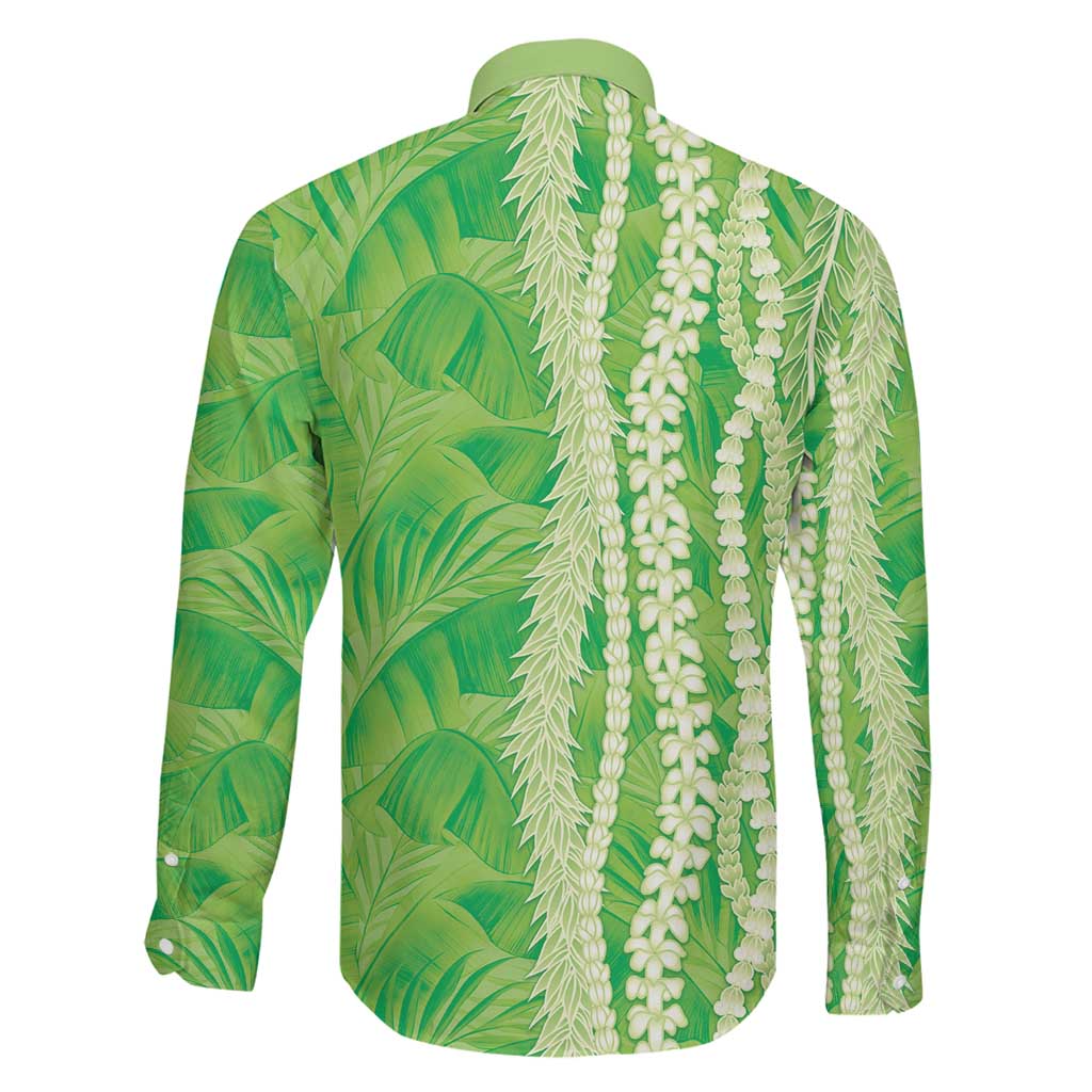 Hawaii Prince Kuhio Family Matching Tank Maxi Dress and Hawaiian Shirt Lime Green Hawaiian Lau Maia With Leis LT05 - Polynesian Pride