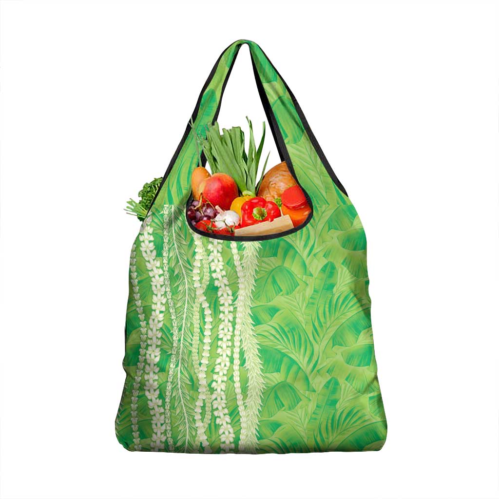Hawaii Prince Kuhio Grocery Bag Lime Green Hawaiian Lau Maia With Leis LT05 1-pack One Size Green - Polynesian Pride