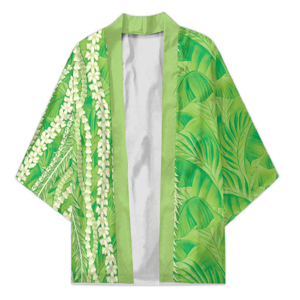 Hawaii Prince Kuhio Kimono Lime Green Hawaiian Lau Maia With Leis