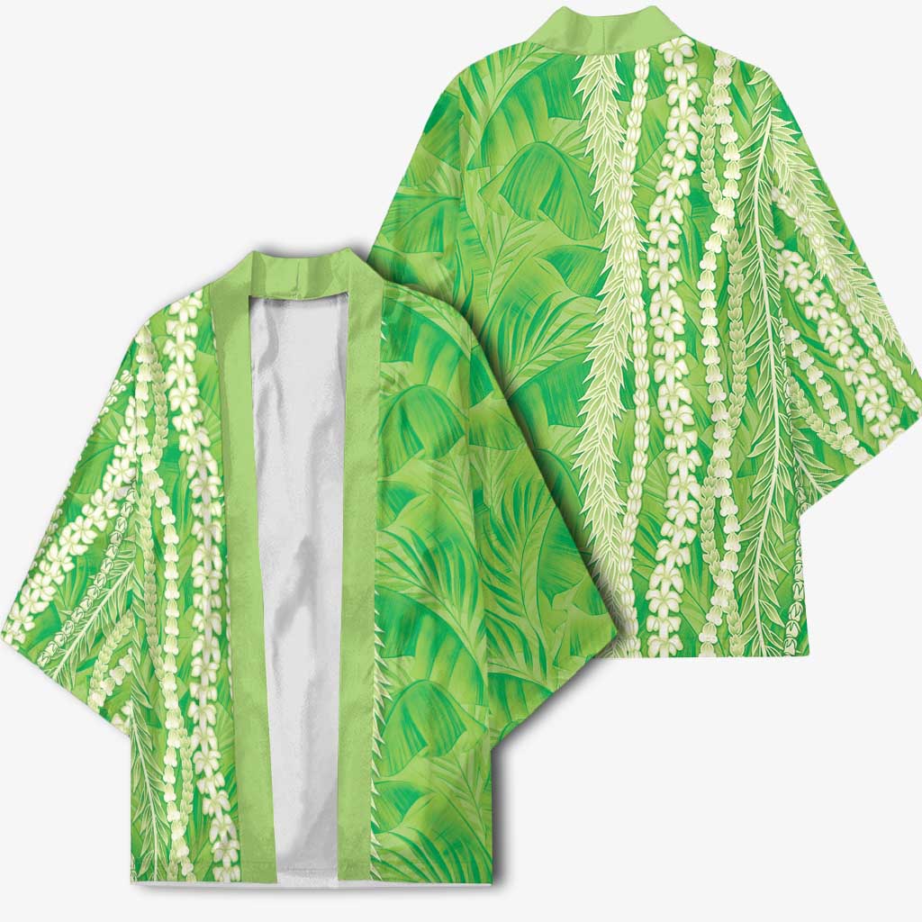 Hawaii Prince Kuhio Kimono Lime Green Hawaiian Lau Maia With Leis