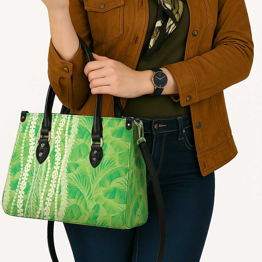 Hawaii Prince Kuhio Leather Bag Lime Green Hawaiian Lau Maia With Leis