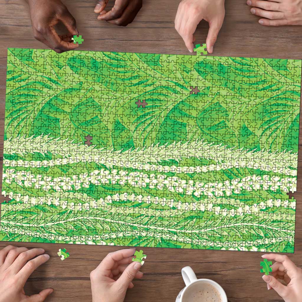 Hawaii Prince Kuhio Puzzle Lime Green Hawaiian Lau Maia With Leis