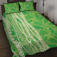 Hawaii Prince Kuhio Quilt Bed Set Lime Green Hawaiian Lau Maia With Leis LT05 Green - Polynesian Pride