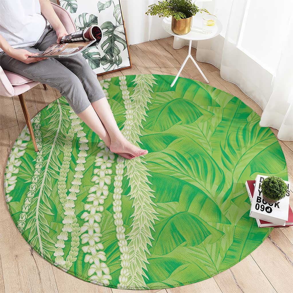 Hawaii Prince Kuhio Round Carpet Lime Green Hawaiian Lau Maia With Leis