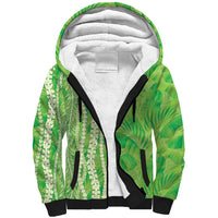 Hawaii Prince Kuhio Sherpa Hoodie Lime Green Hawaiian Lau Maia With Leis LT05 Unisex Green - Polynesian Pride