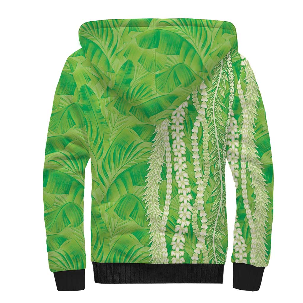 Hawaii Prince Kuhio Sherpa Hoodie Lime Green Hawaiian Lau Maia With Leis LT05 - Polynesian Pride
