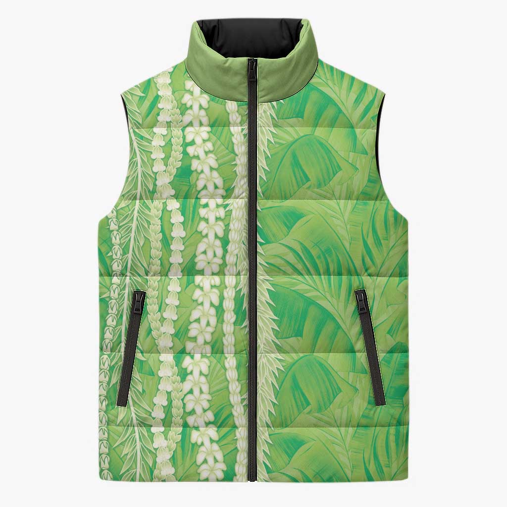 Hawaii Prince Kuhio Sleeveless Puffer Jacket Lime Green Hawaiian Lau Maia With Leis