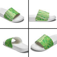 Hawaii Prince Kuhio Slide Sandals Lime Green Hawaiian Lau Maia With Leis