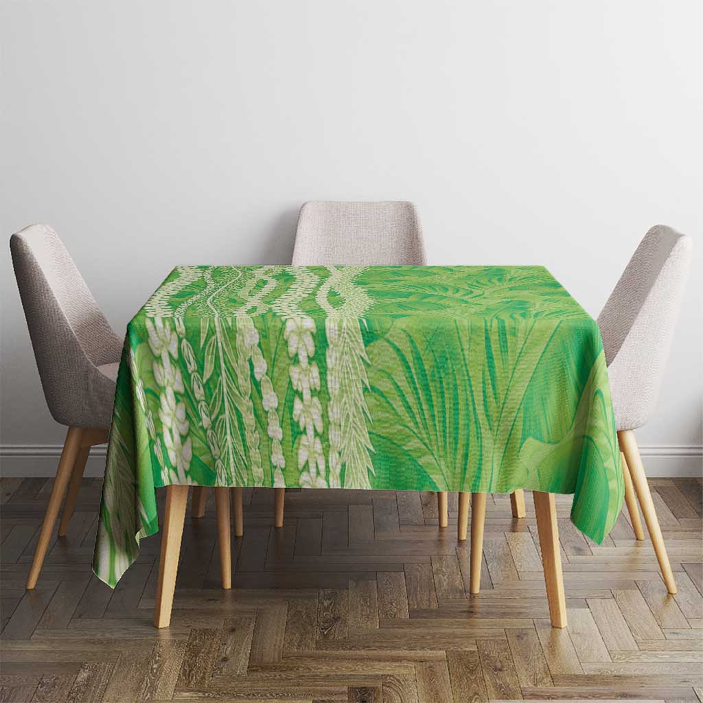 Hawaii Prince Kuhio Tablecloth Lime Green Hawaiian Lau Maia With Leis