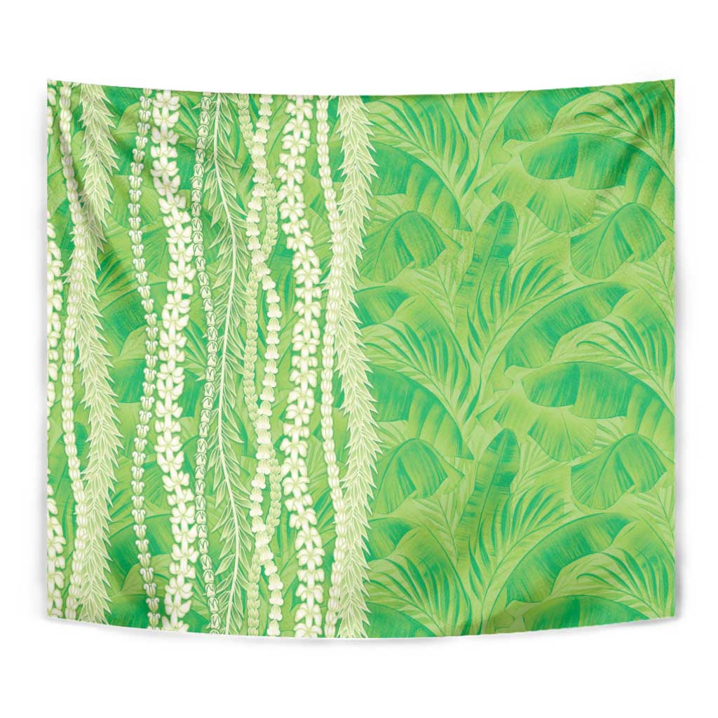 Hawaii Prince Kuhio Tapestry Lime Green Hawaiian Lau Maia With Leis