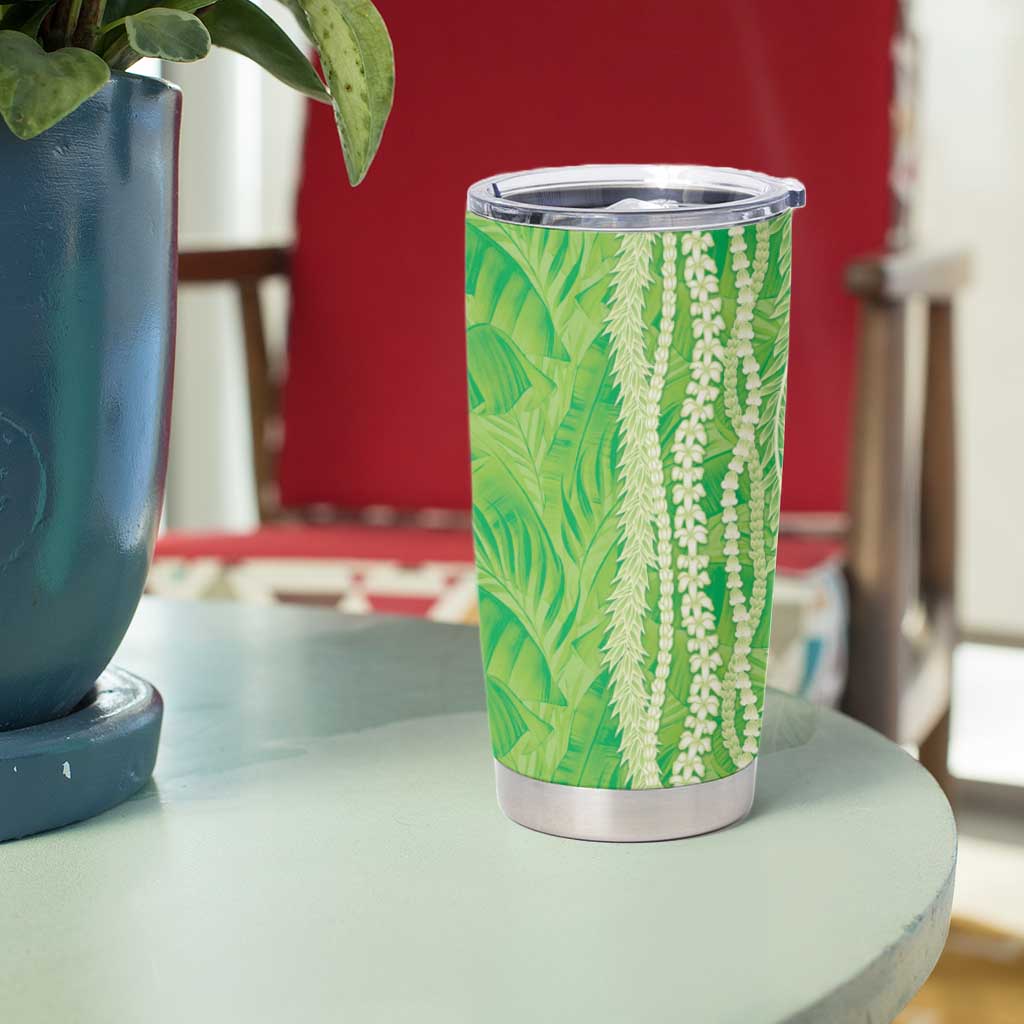 Hawaii Prince Kuhio Tumbler Cup Lime Green Hawaiian Lau Maia With Leis