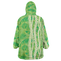 Hawaii Prince Kuhio Wearable Blanket Hoodie Lime Green Hawaiian Lau Maia With Leis LT05 - Polynesian Pride