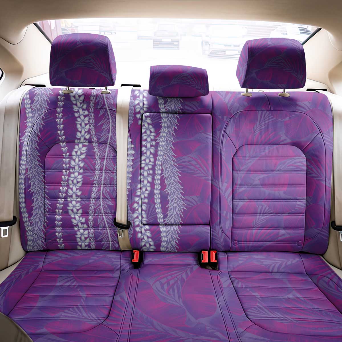 Hawaii Prince Kuhio Back Car Seat Cover Violet Hawaiian Lau Maia With Leis